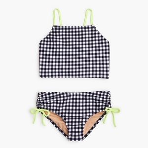 J. Crew Gingham Girls’ Cropped Tankini Set size 12